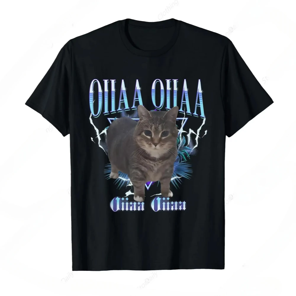 

Футболка OIIAA OIIAA с забавным мемом о крутящемся коте, юмористическая, с коротким рукавом, модная, женская, больших размеров