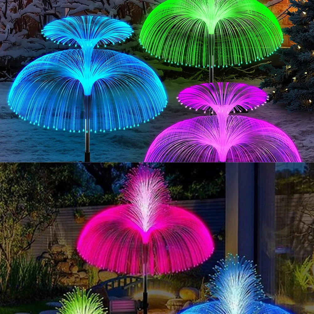 Solar Jellyfish Light 7 Colors Changing Outdoor Waterproof Garden Lights Led Fiber Optic Lamps For Lawn Patio