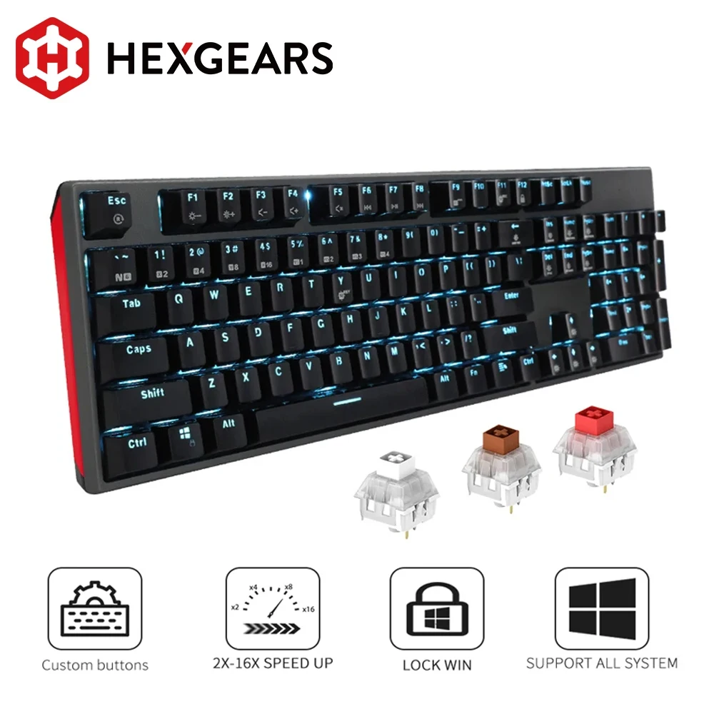 HEXGEARS GK705 104 Keys Waterproof Kailh BOX Switch Mechanical Keyboard Hot Swap LOL Mechanical Gaming Keyboard