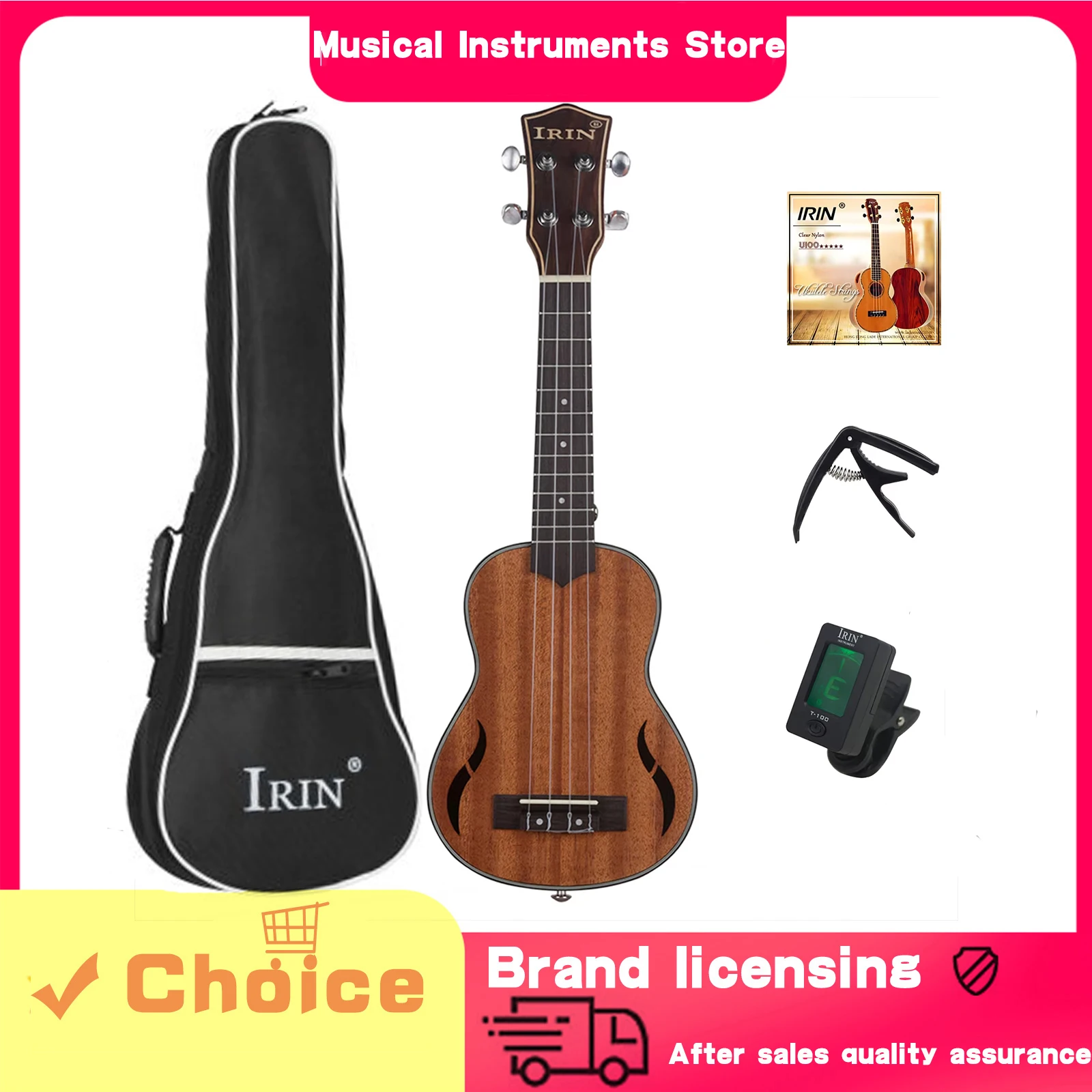 

Укулеле IRIN 21 дюйм, из персикового дерева, профессиональный струнный инструмент, подходит для практики и выступлений