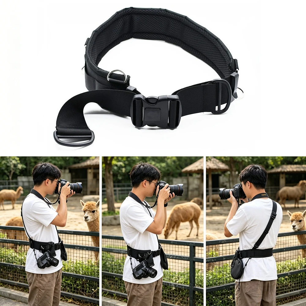 Multi-function Outdoor Photography Waist Strap Belt for Hanging Tripod/Flashlight/Water Bottle/Camera Lens/Filter Bag Adjustable