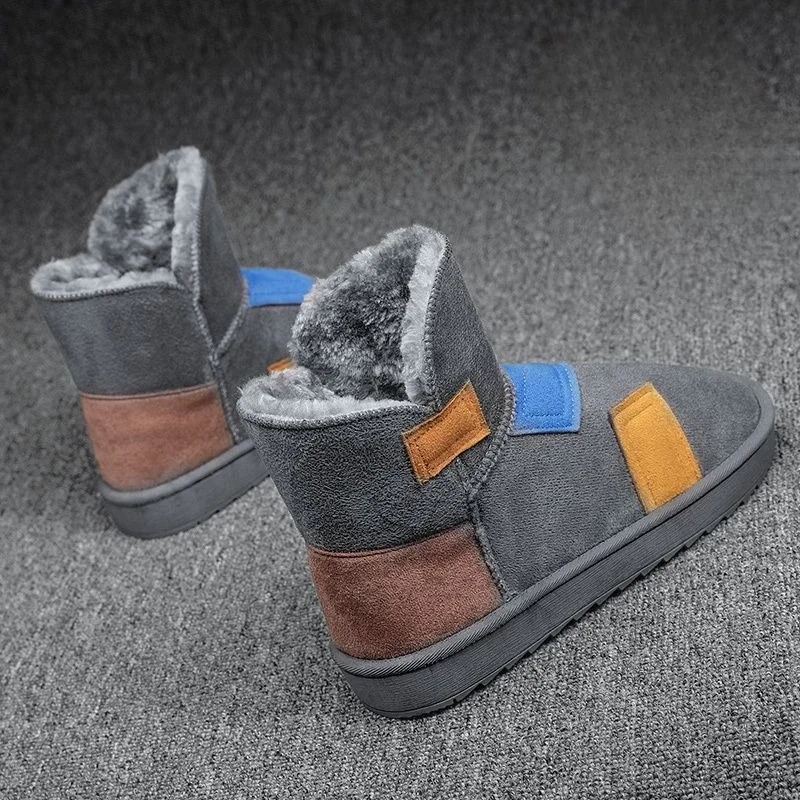 

Новое поступление 2025, мужские зимние ботинки на флисовой подкладке, теплые морозостойкие парные ботинки из овчины, толстая подошва, утепленный корейский стиль