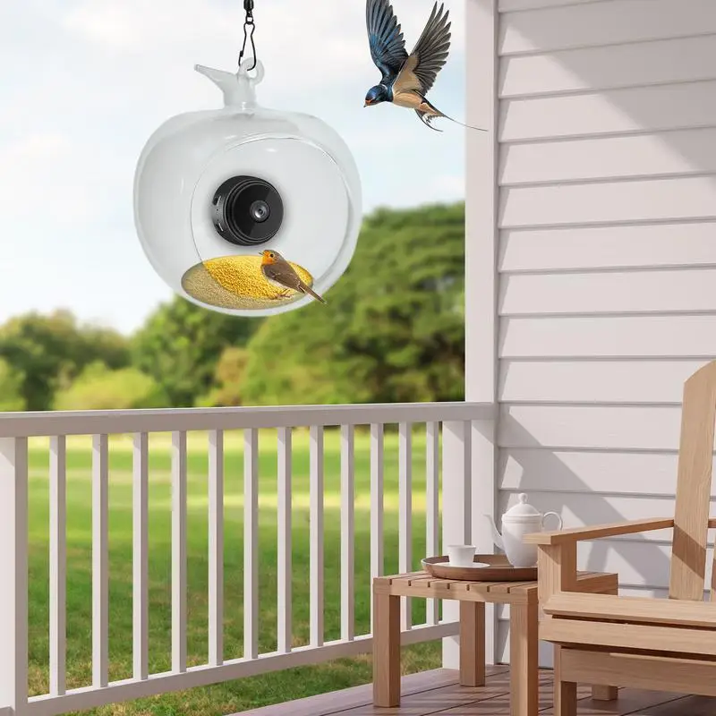 Smart Bird Feeder With Camera Apple Shape Hummingbird Feeder Instant Notifications Camera Auto Capture & Notify WiFi Live