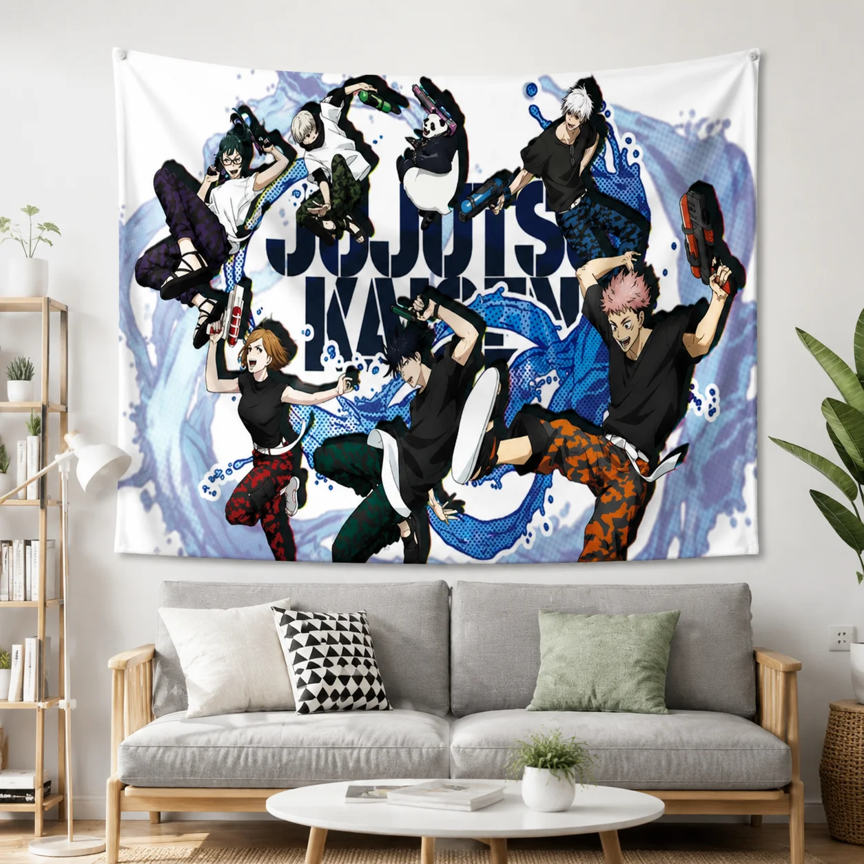 Jujutsu Kaisen Anime Tapestry Squad Water Gun Game Group Character Wall Hanging Bedroom Dorm Otaku Decor Fan Gift