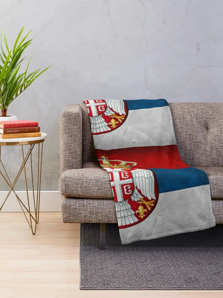 Serbia flag Throw Blanket Giant Sofa Blanket Retro Blankets Bed covers Blanket Fluffy