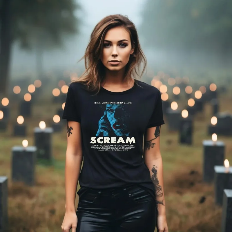 Scary Portrait Poster Printed T-shirt Women and Men Movie Pattern Top Spring/Summer Loose Short Sleeve Unisex T-shirt