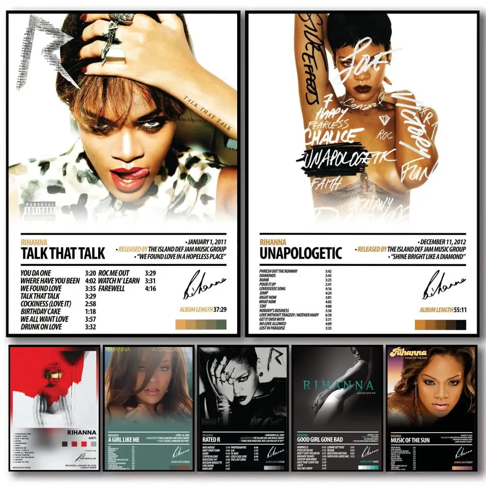 Singer Music Album R-Rihanna Poster Decorative Wall Art Stickers Mural Photo Print for Home Living Room Hallway Decor