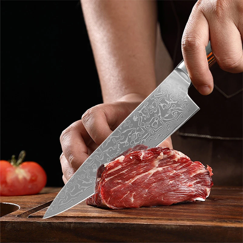 Damascus Steel Kitchen Knife Boning Steak BBQ Meat Cleaver Chef Utility Knife Paring  Kitchen Tools image 4