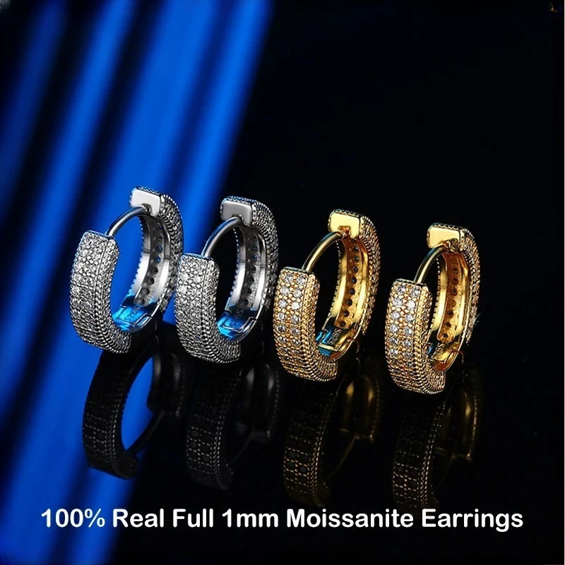 925 Sterling Silver Moissanite Earring Hip-hop Hoop Earrings Woman Couple Models Fashion Trend Design Party Fine Jewelry Gift