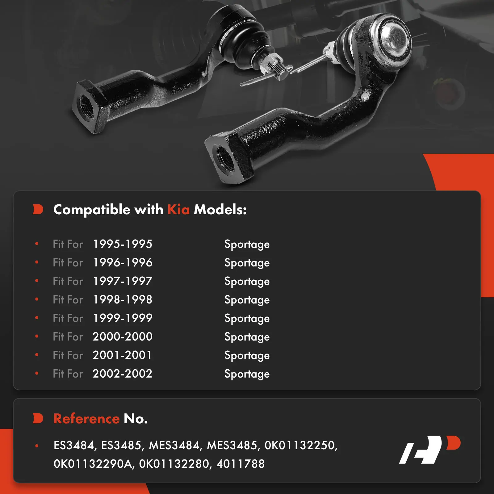A-Premium 2x Front Left & Right Inner Steering Tie Rod End for Kia Sportage 1995 1996 1997 1998 1999 2000 2001 2002