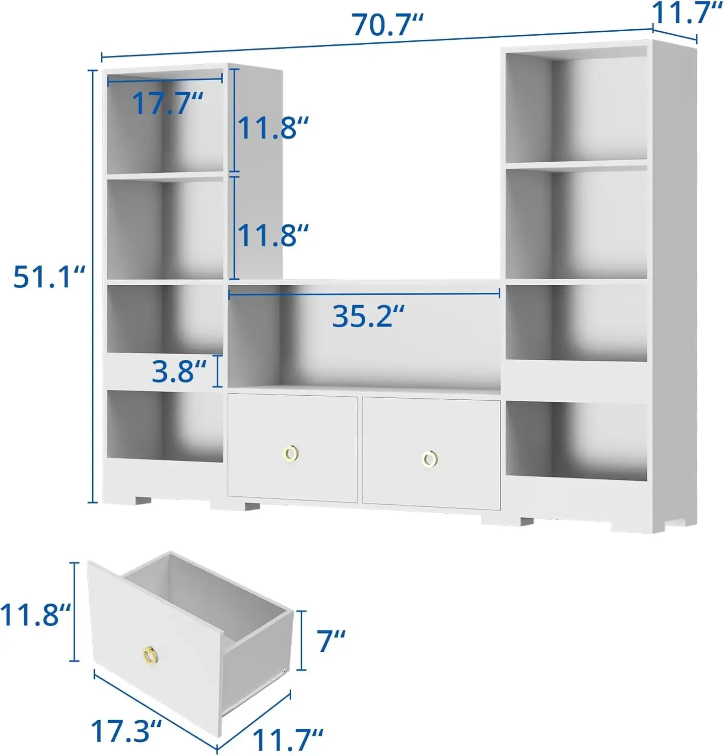 4 Tier Book Shelf, 9 Cube Storage Organizer Bookshelf with Drawers, Toy Storage Organizer, Horizontal Bookcase for Living Room