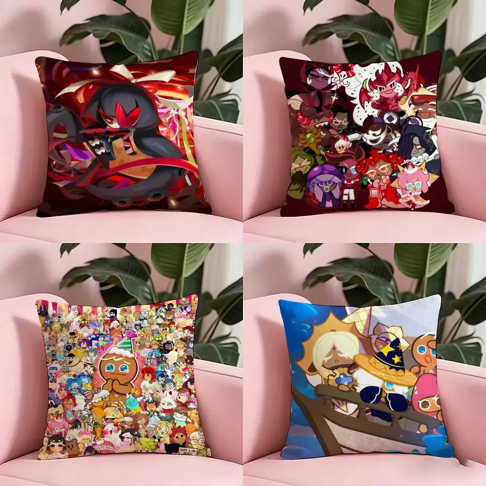 Anime C-Cookie Run Kingdom Cushion Cover Anti-dustmite Pillowcase Invisible zipper silky short plush Sofa cushion cover
