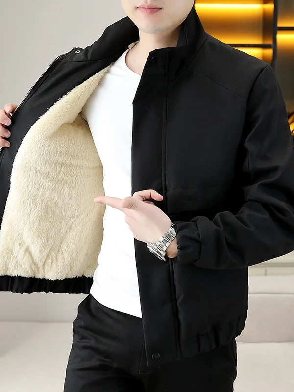 

Men's Fce Lined Thiened Casual Jaet Korean Sle Autumn Winter Cotton Clothes Trendy Youth All Match Outerwear