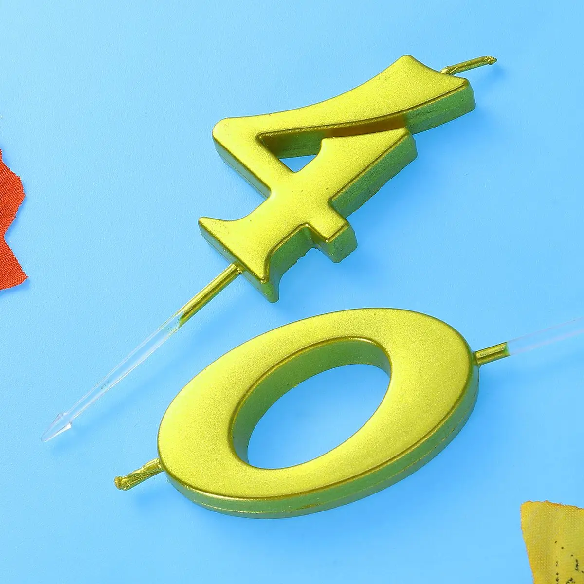 2pcs 40th Birthday Party Cake Decoration Candles Number Birthday Cake Topper Candles Party Supplies (Number 4+0, Golden) - Image 4