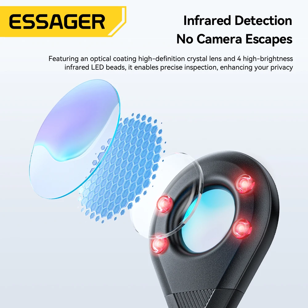 Essager Infrared Detector Anti Hotel Candid Hidden Camera Detectors Security Protection Bug Detector for Bathroom Fitting Room