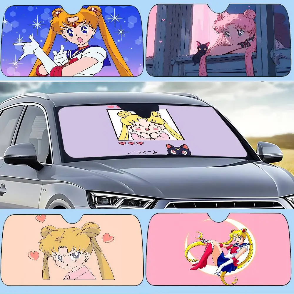 

Cute S-Sailor Moon-w Car Sunshade Curtains 130x70cm Car SunShade Windshield Cover UV Protection Auto Visor Accessories For Cars