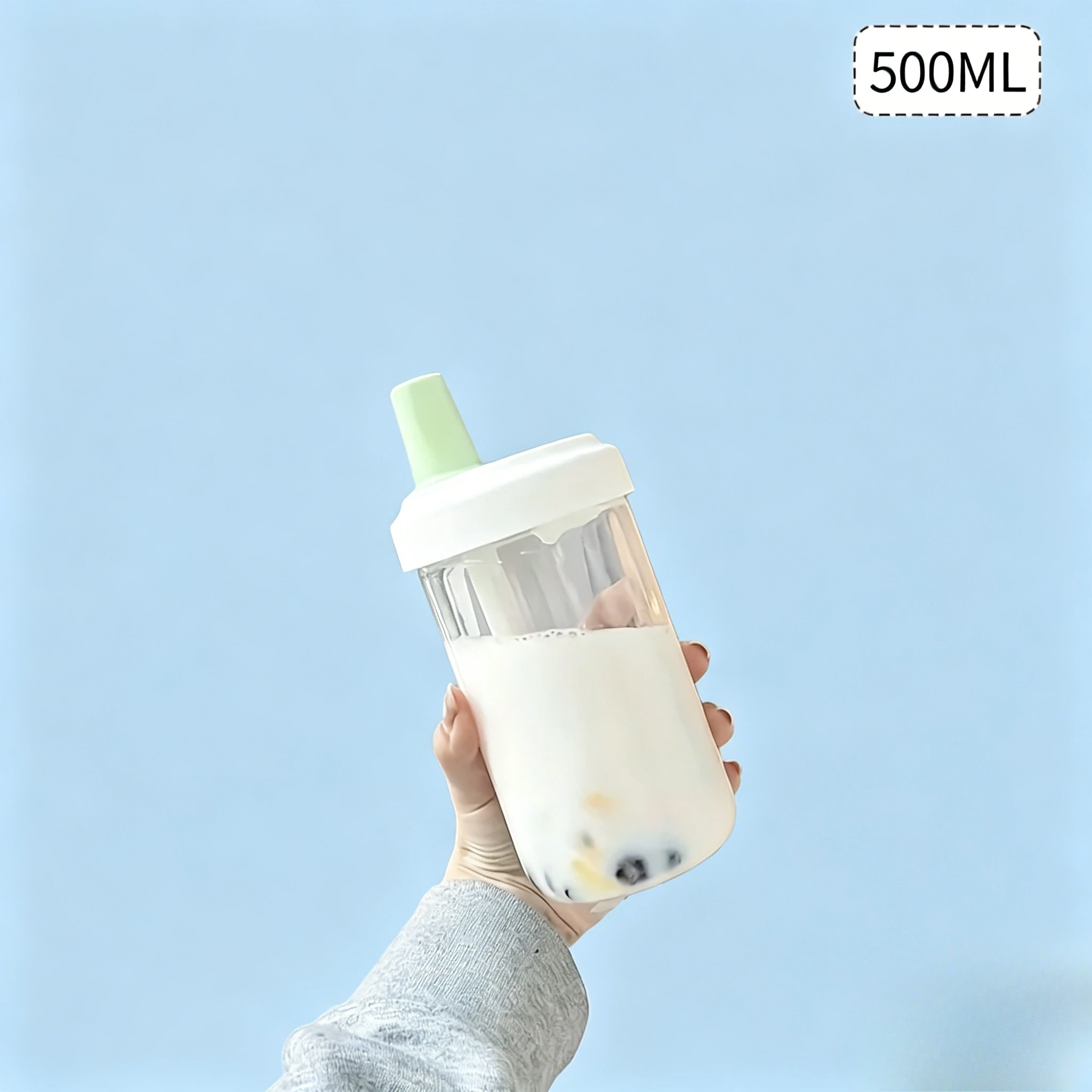 1PC Transparent Large Capacity Straw Cup Food Grade PP Heat Resistant Portable Milk Tea Juice Water Cup Summer Drinkware
