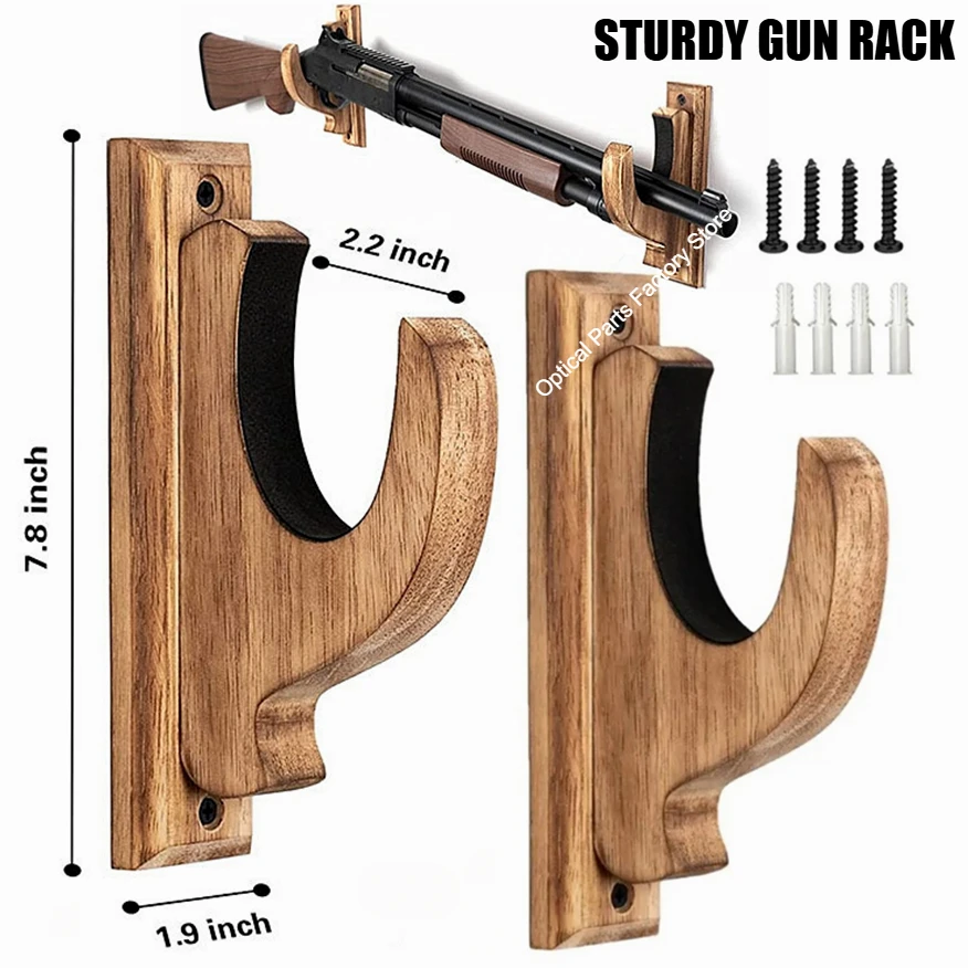 Wooden Gun Rack Holder Wall Mount Gun Display Hanger Storage for Gun Safe Shotgun Rifle Shotguns Sword Bow Storage Organizer