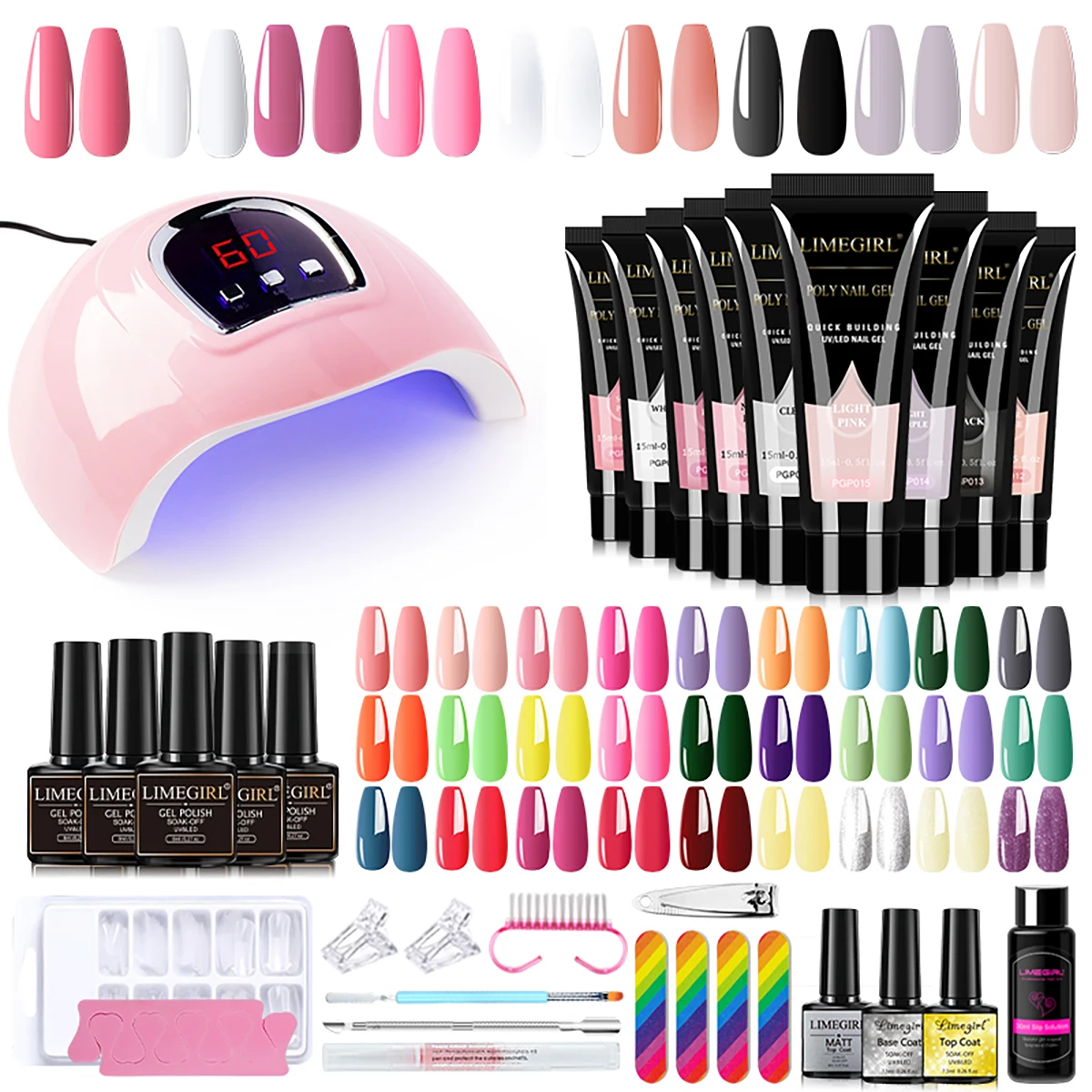 

Nail Set Gel Nail Polish Set With UV LED Lamp Dryer Semi Permanent Gel Varnish Set Professional Nail Art Tools Kit Manicure Set