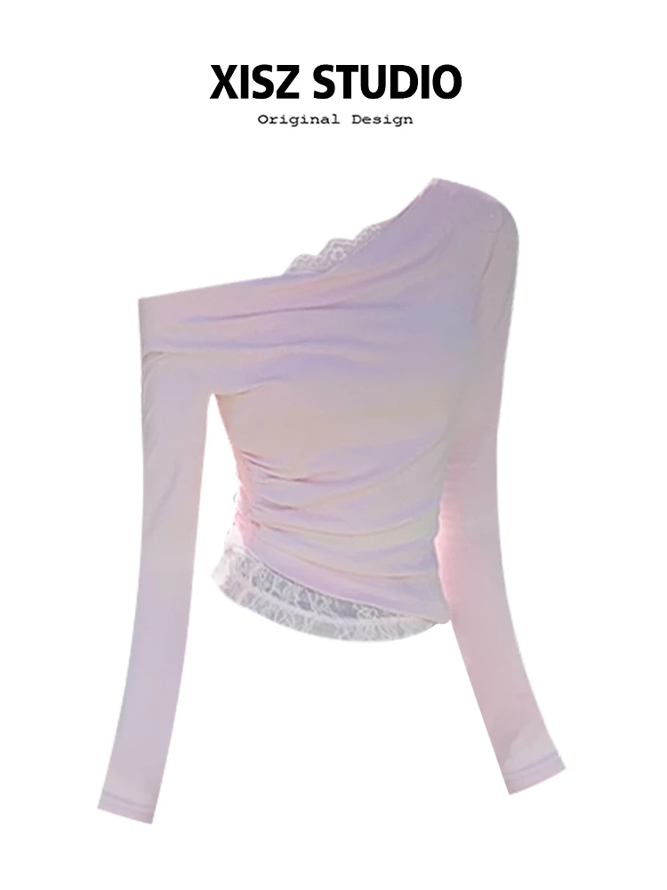 

Women T-shirt Harajuku Korean Y2k Tee Top 90s Aesthetic Streetwear Vintage Long Sleeve Slash Neck T-shirt 2000s Fashion Clothes