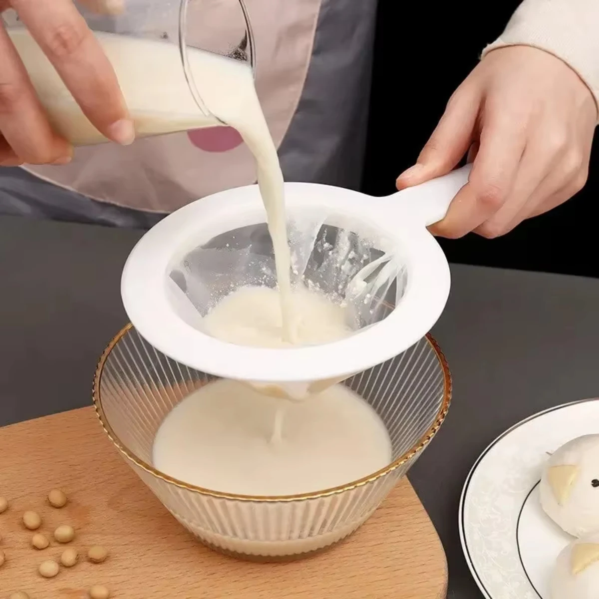 1pc 200/400Mesh Hand-held High Density Mesh Soy Milk Wine Filter Bag Nut Bag Tea Coffee Oil Yogurt Reusable Filter Net