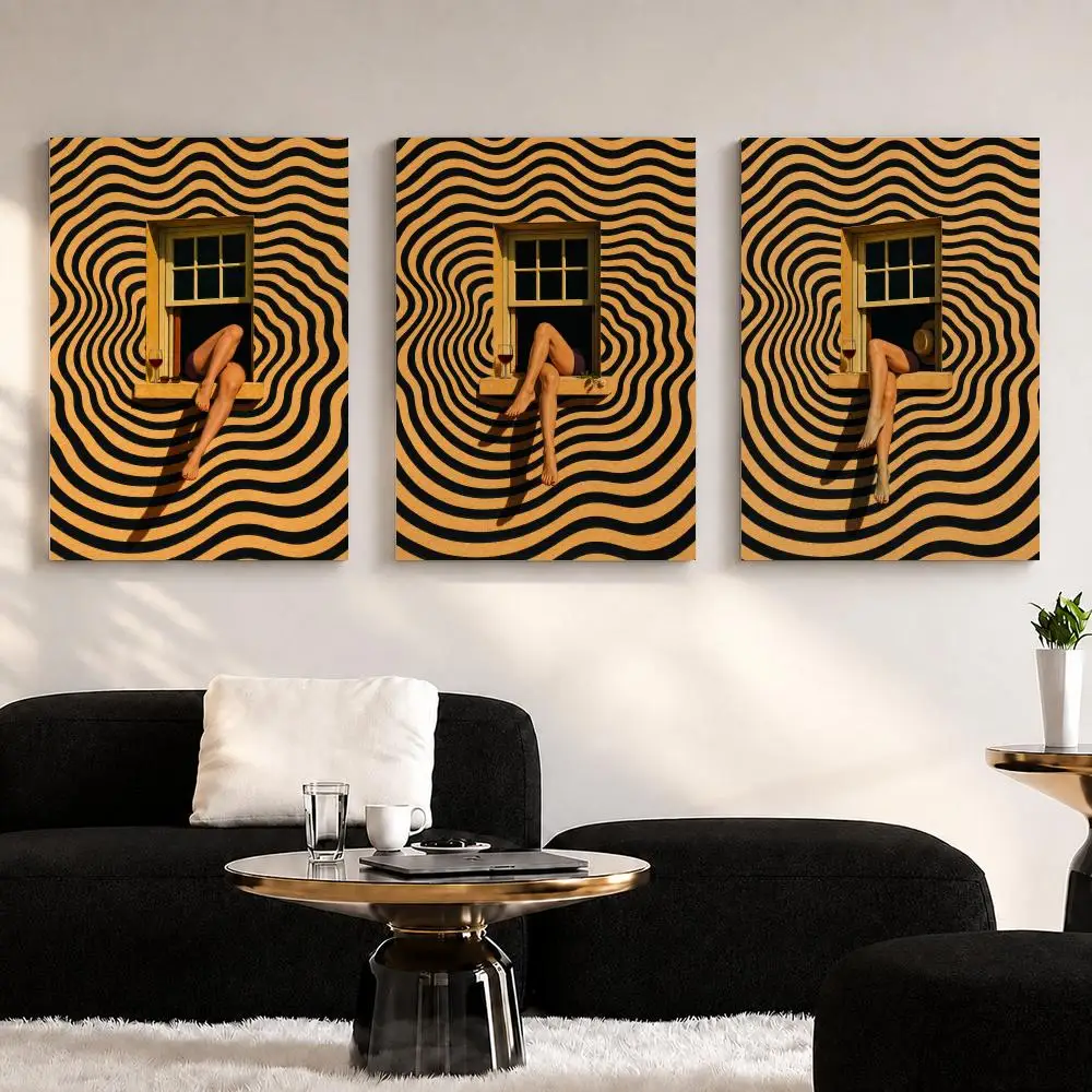 Woman Legs in Window Art Framed Wall Painting Ready to Hang Canvas Wall Art Poster for Bedroom Living Room Home Decor Gift