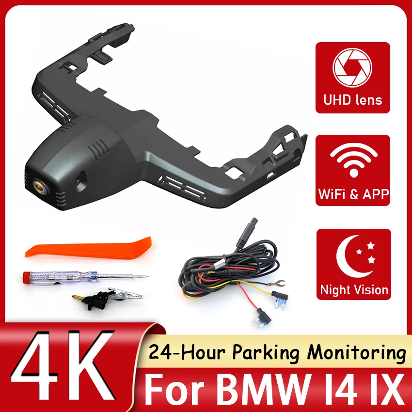 Hidden Dash Camera For BMW I4 IX.xDrive40 IX.xDrive60 IX.M60 2022 2023 Special Car DVR WIFI Dash Cam 24-Hour Parking Monitoring