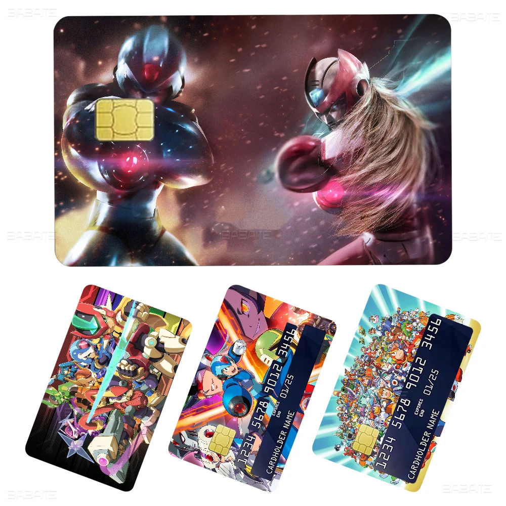 BANDAI Mega Man Poker Sticker Film Tape Skin for Credit Card Debit Card Cartoon Waterproof Stickers Small Chip