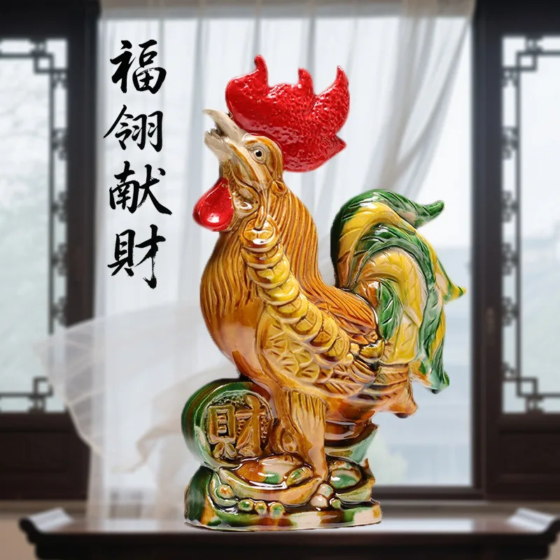 Keramik-Huhn, großer roter Hahn, Ornamente, Kunsthandwerk, Geschenke, Wohnzimmer, Heimtextilien
