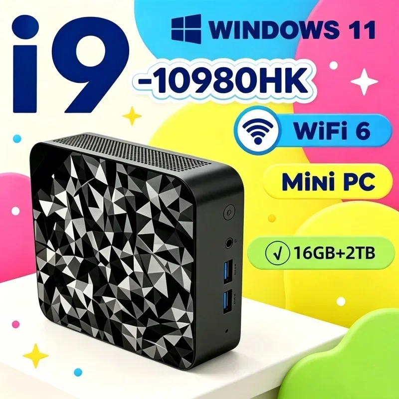 Swift Core I9 10980HK Portable Mini PC, WiFi6 BT5.2, Dual Gigabit Ports, 4K Multi Display Compact Host for Office Daily