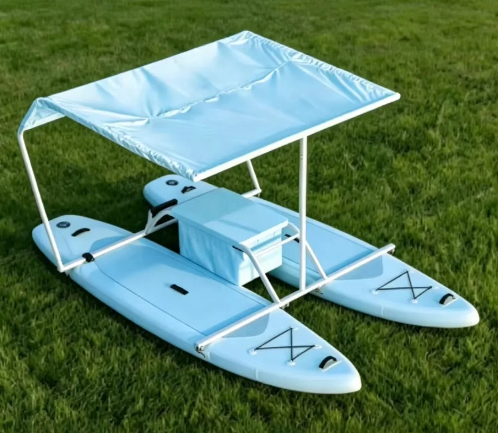 Hot Sale Color Customized Paddle Catamaran Inflatable Sup Boat with Sunshade Electric Motor Boat for Water Leisure