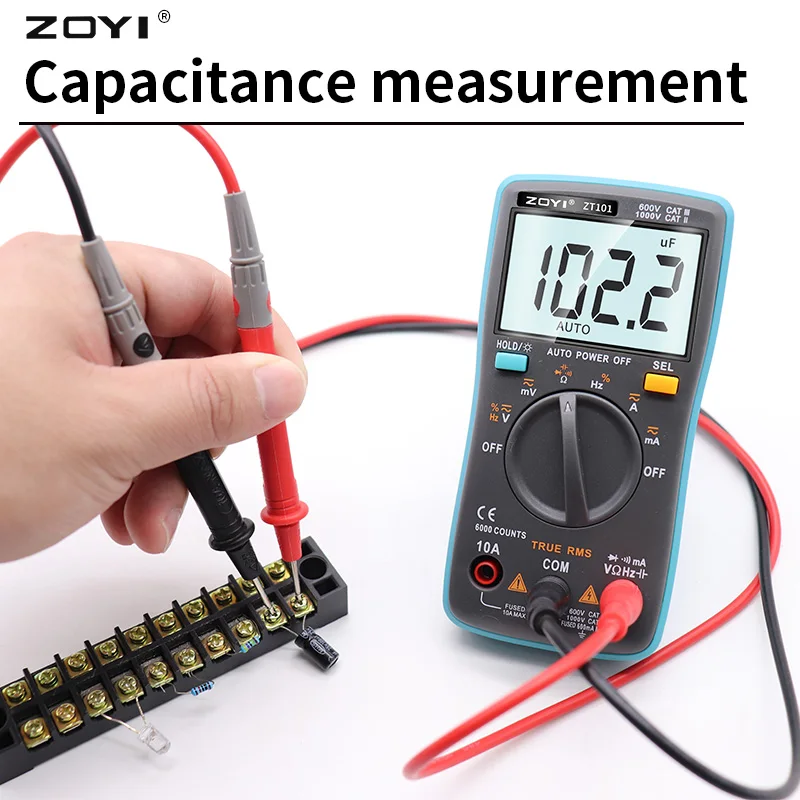 ZT101 Digital Multimeter Backlight A-C/D-C Ammeter 6000 Counts A-C/D-C Ammeter Voltmeter Portable Meter Meter Dropship