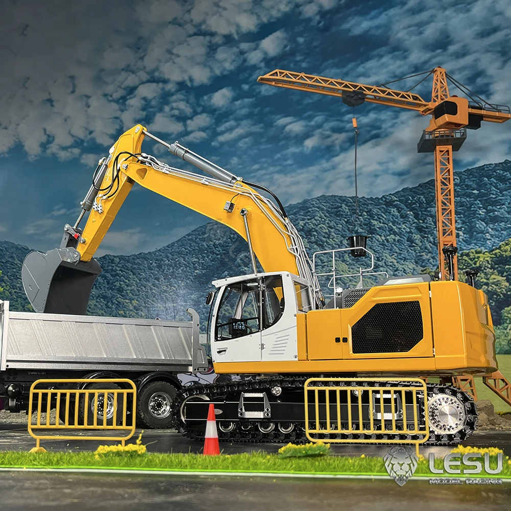 LESU 1/14 Metal Aoue-LR945 Hydraulic RC Excavator Black Tracks Painted Finished Controlled Digger Car Light System Model TH22900