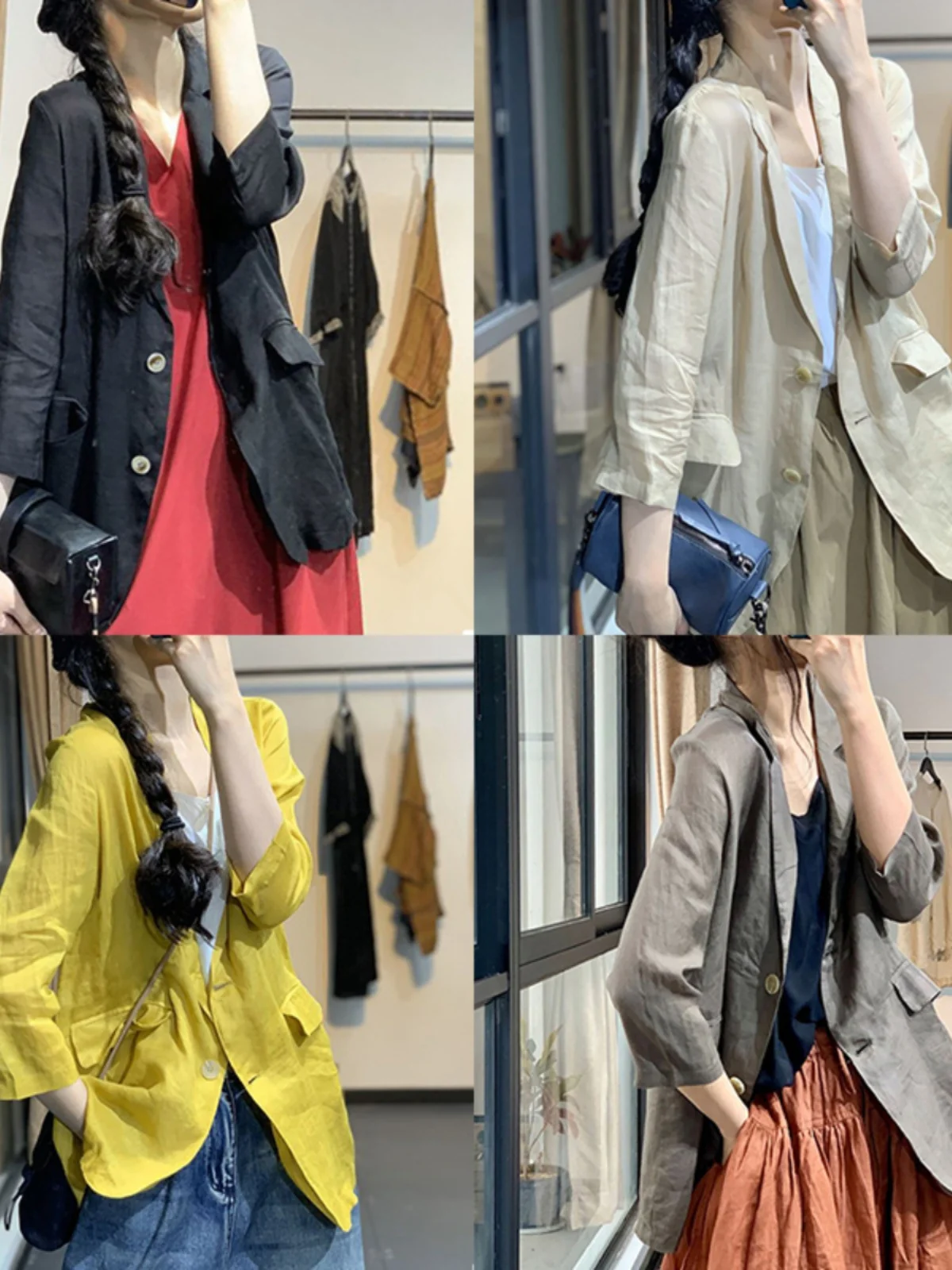 Luźny płaszcz damski z mieszanki bawełny i lnu, ort Jaet, biznesowy, casualowy, wyszczuplający, cienki płaszcz wierzchni.