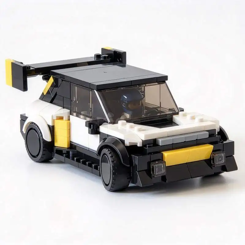 256PCS MOC Retro French Rally Hatchback Car Model Custom Puzzle DIY Assembly Building Blocks Creative Sport Vehicle Toy Gift