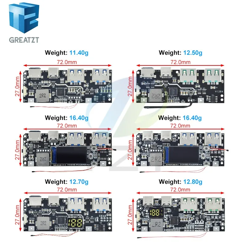 QC4.0 QC3.0 LED Dual USB 5V 4.5A 22.5W Micro/Type-C USB Mobile Power Bank 18650 Charging Module Temperature / Circuit Protection