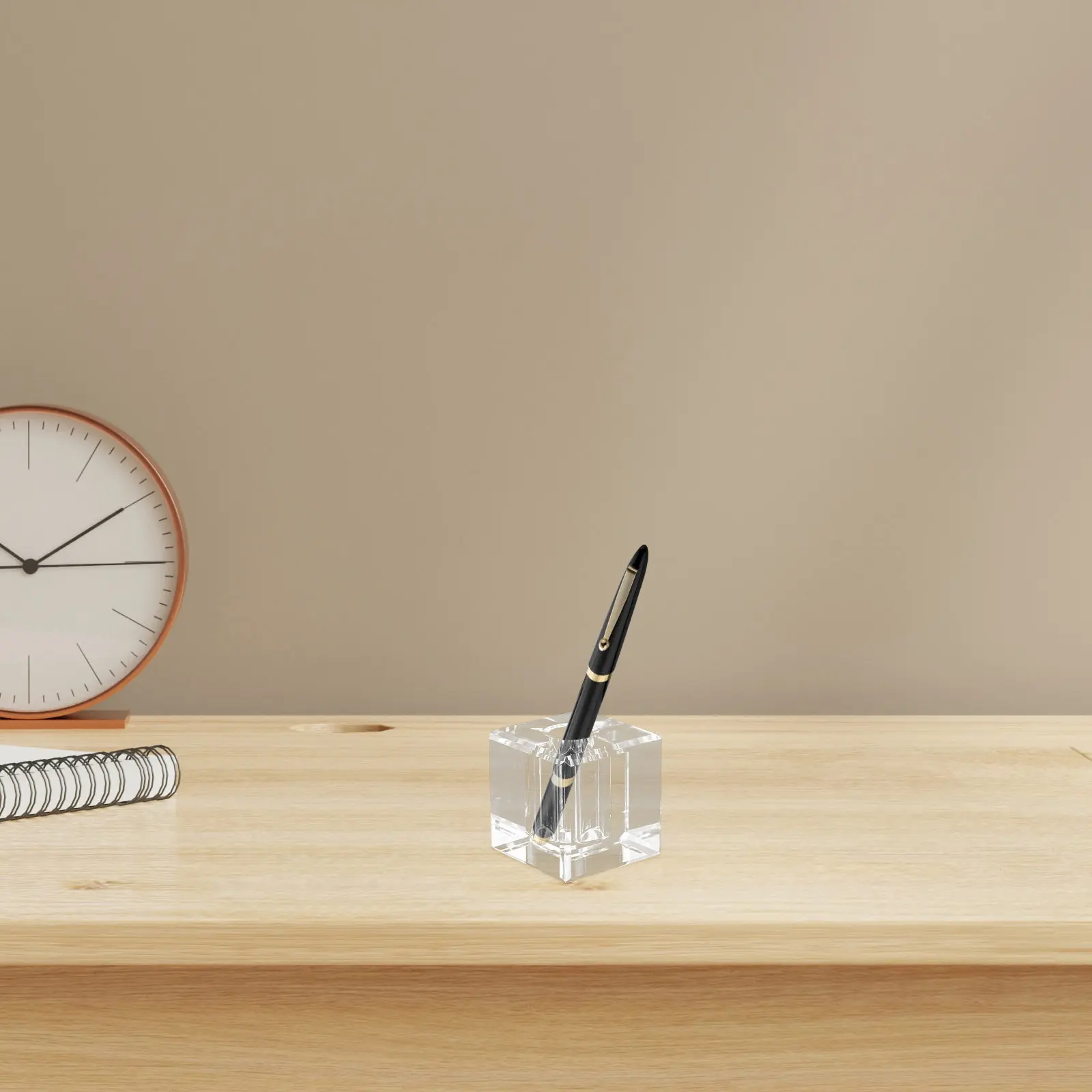 

Crystal Pen Holder Transparent Square Minimalist Design Desk Organizer Office Study Fountain Pen Display Stand Desktop Decor