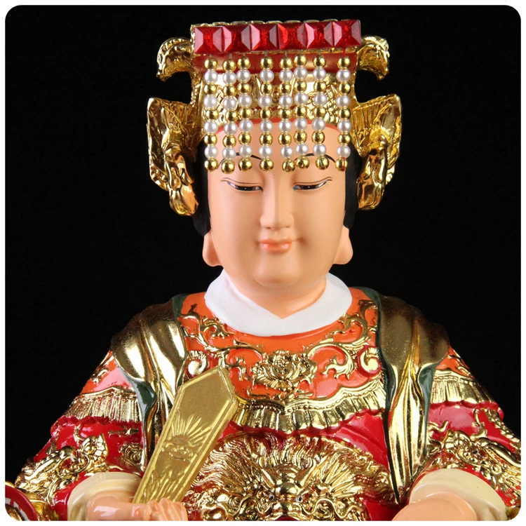 LARGE high-grade Home Hall efficacious Talisman Mascot Goddess of SEA Matsu MAZU Guanyin Buddha gilding Sculpture statue 28cm