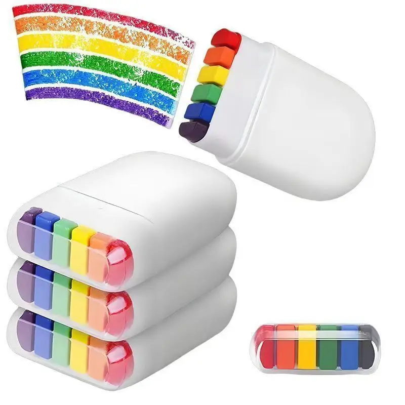 Juego de pintura de crayones arcoíris de 1/6 piezas - Accesorios de pastel al óleo coloridos para fiestas de cumpleaños, bolígrafo de grafiti de colores arcoíris DIY