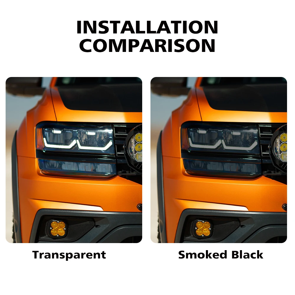 Car Headlight Protective Film For Volkswagen Atlas 2017-2019 Smoke Black Pre Cut Anti-Scratch High-Gloss Auto Vinyl Wrap Film
