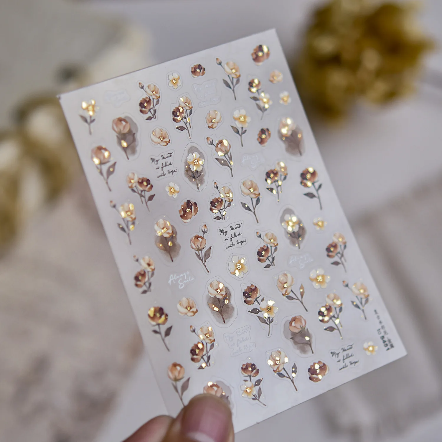 الذهب تنقش الرجعية المائية زهرة تزهر مسمار الفن ملصقات DIY مواد الديكور مانيكير الشارات مسمار الفن الملحقات