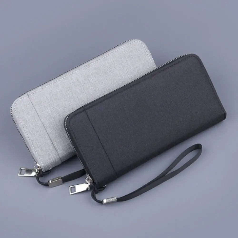 Fashion Canvas Men's Wallet Long Handbag Zipper Clutch Long Purse Large Capacity Cell Phone Bag Card Holder