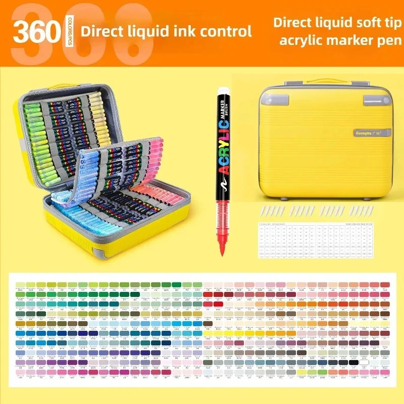

GUANGNA 12-240 Colors Direct-liquid Acrylic Marker Paint Brush Marker Pens for Rock Painting Ceramic Stationery Art Supplies
