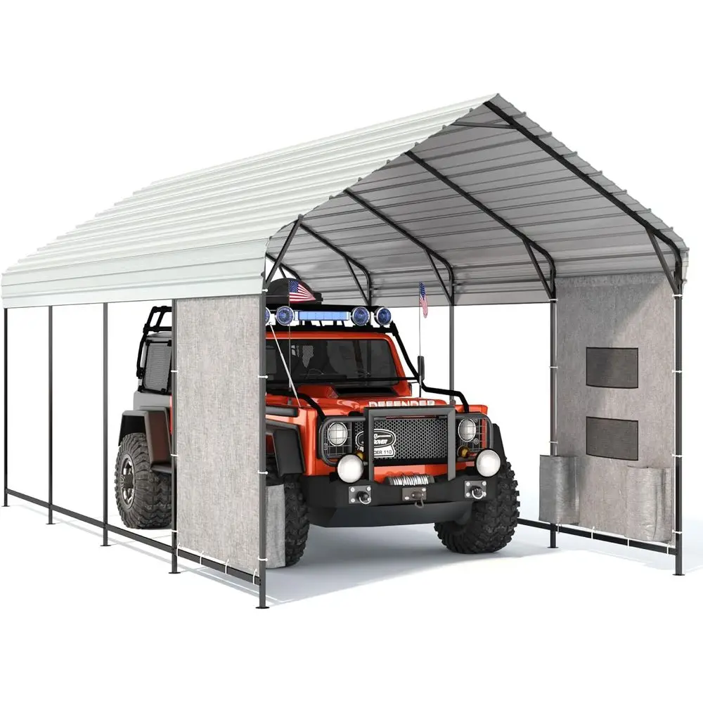 Sturdy 10x20x10ft Metal Carport with Reinforced Base for Outdoor Vehicle Protection