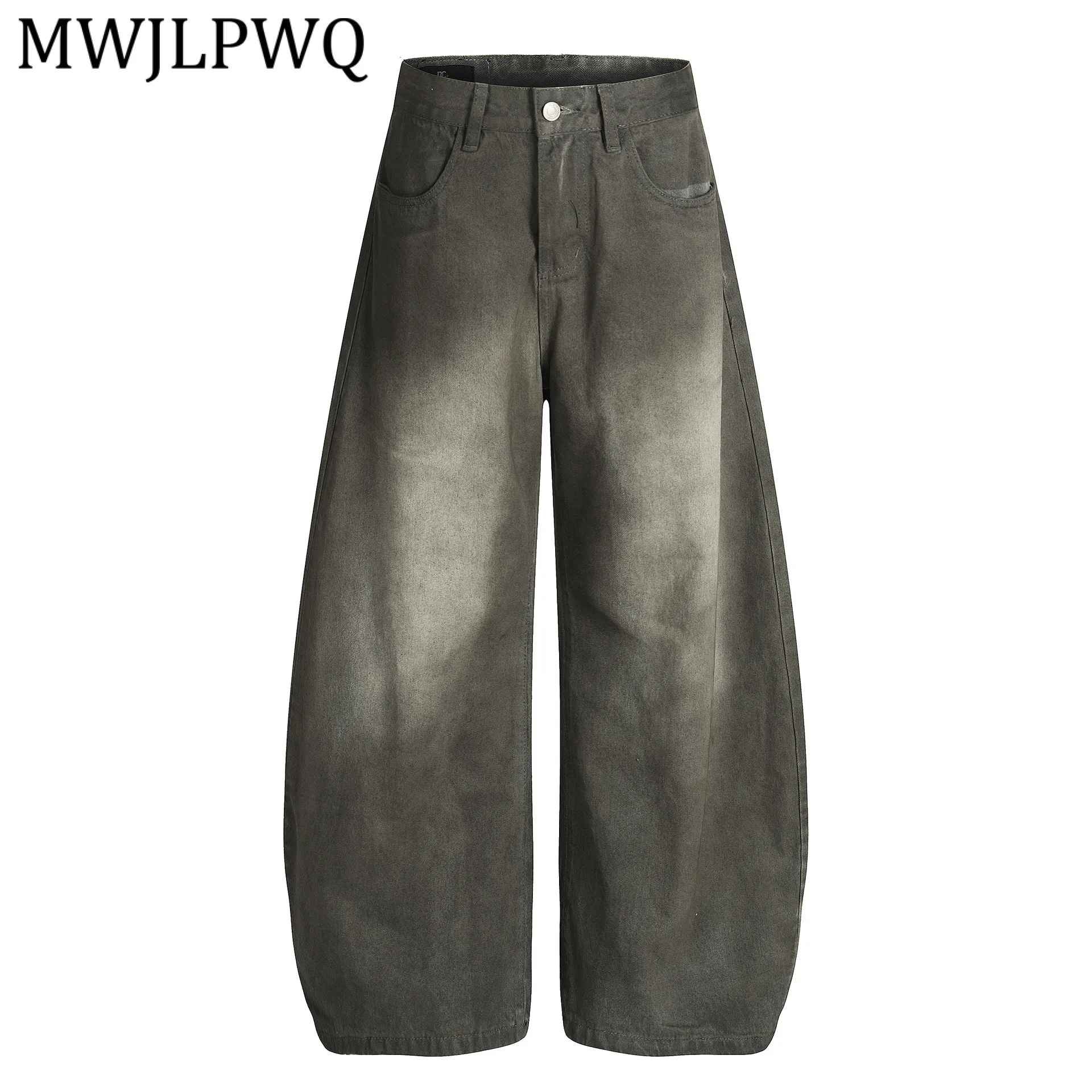 

MWJLPWQ American Washed Retro Jeans Men's Street Personality Design Loose Wide Leg Denim Long Pants 2026 Spring Autumn New 13493