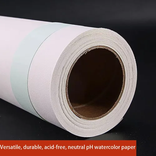 Imagen 2 del producto ¡Nuevo! Baohong Rollo de papel de acuarela 100% algodón 54 cm (21,26 pulgadas) x 10 metros 140 lb/300 g Medios mixtos sin ácido Estudiantes artistas