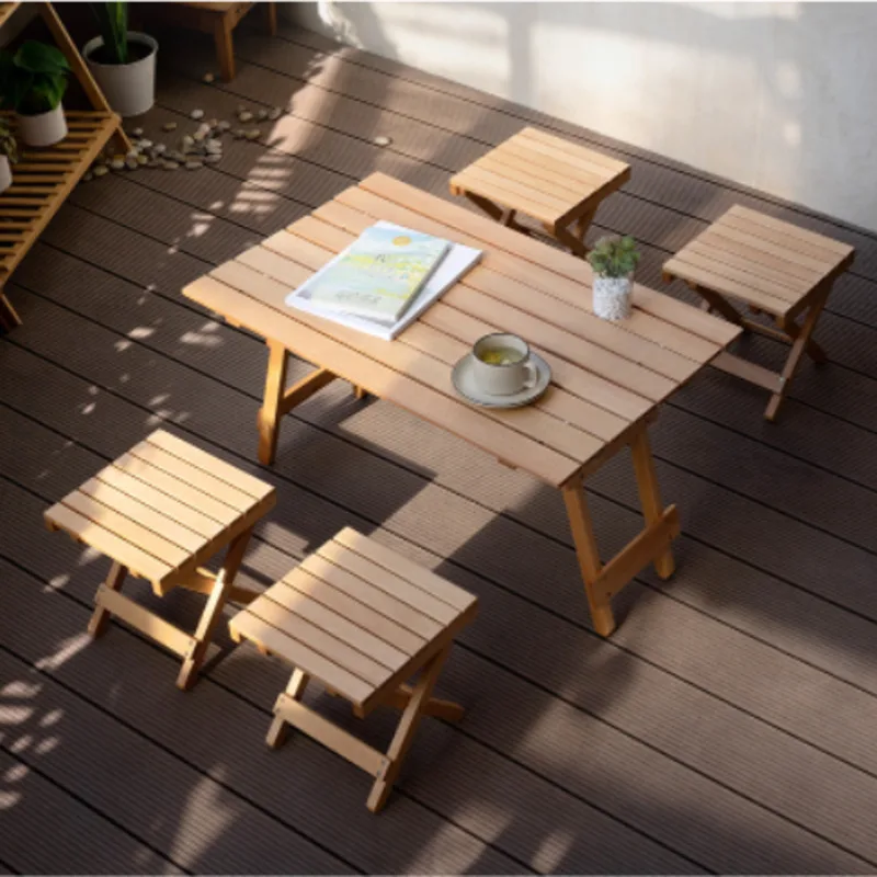 Beech Wood Camping Table Strong Firm Folding Picnic Table Garden Coffee Table Multiscene Suitable Outdoor Furniture