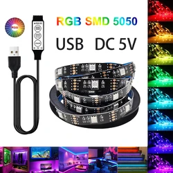 NOWYEY RGB 5050 DC5V USB Led Strip Lights Tape Flexible Ribbon Color Change Lamp for Christmas Bedroom Decoration