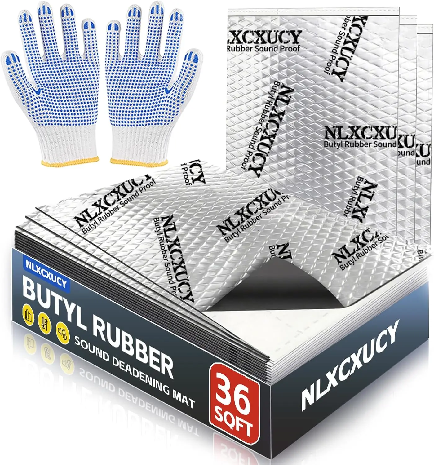 

33 шт. 80mil автомобильный шумопоглощающий мат, бутиловый материал для шумо- и виброизоляции с перчатками