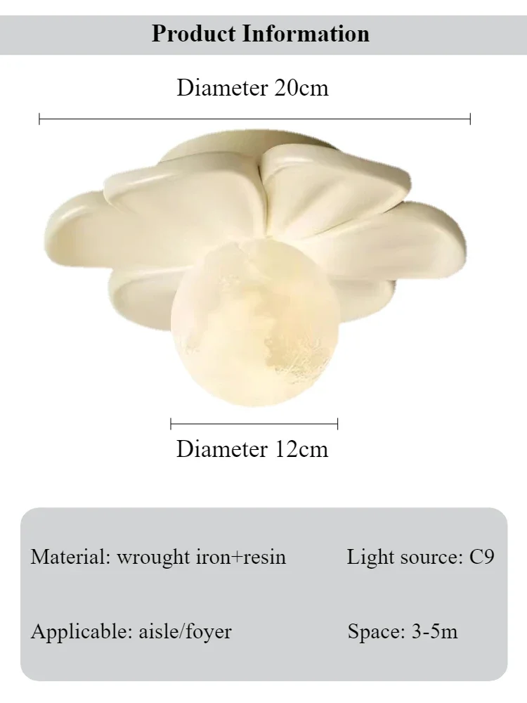 SANDYHA Nordic Moon Lampshade Ceiling Light Petal Design LED Bedroom Living Room Aisle Home Decoration Warm Light